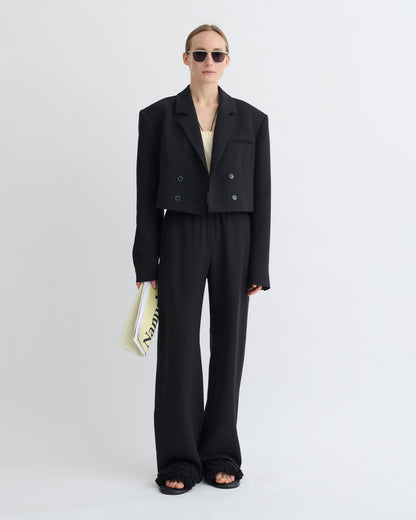 Rony Cropped Crepe Twill Blazer - Black | Nanushka
