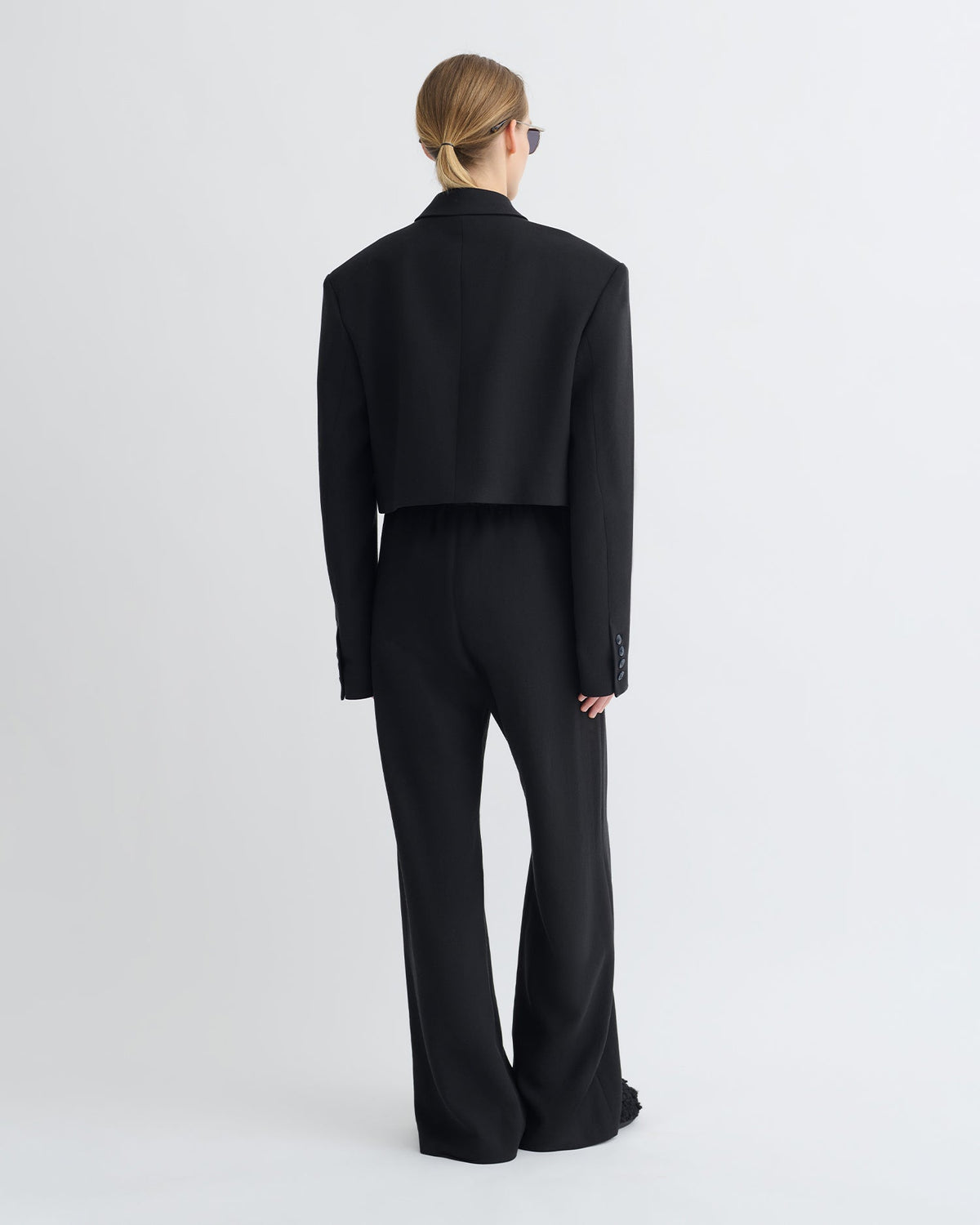 Rony Cropped Crepe Twill Blazer - Black | Nanushka