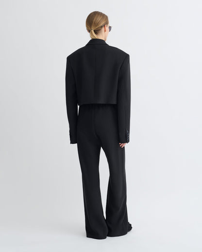 Rony Cropped Crepe Twill Blazer - Black | Nanushka