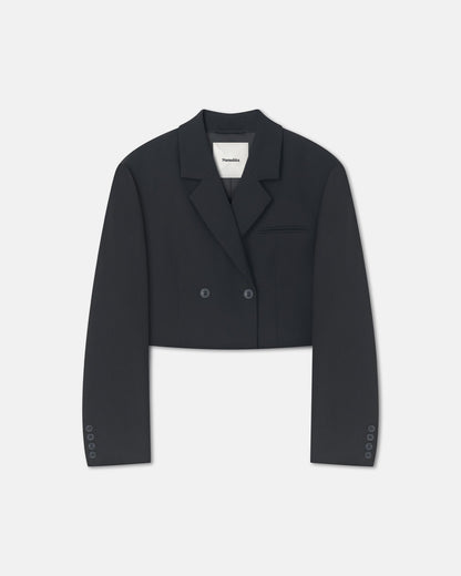 Rony Cropped Crepe Twill Blazer - Black | Nanushka