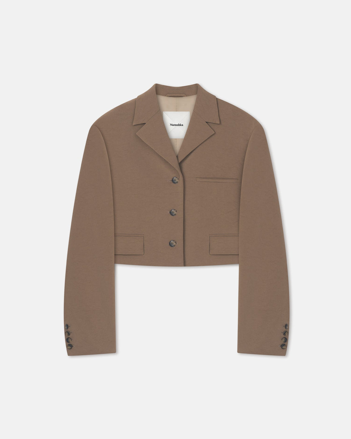Sinead Cropped Paper Jersey Blazer - Brown | Nanushka