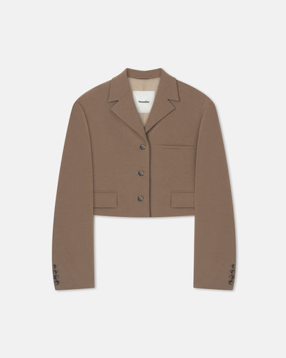 Sinead Cropped Paper Jersey Blazer - Brown | Nanushka