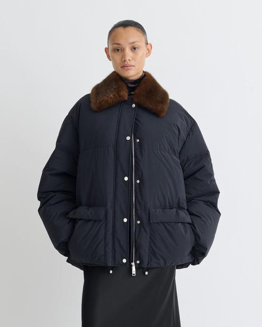 Camey Padded jacket - Black/Dark Brown | Nanushka