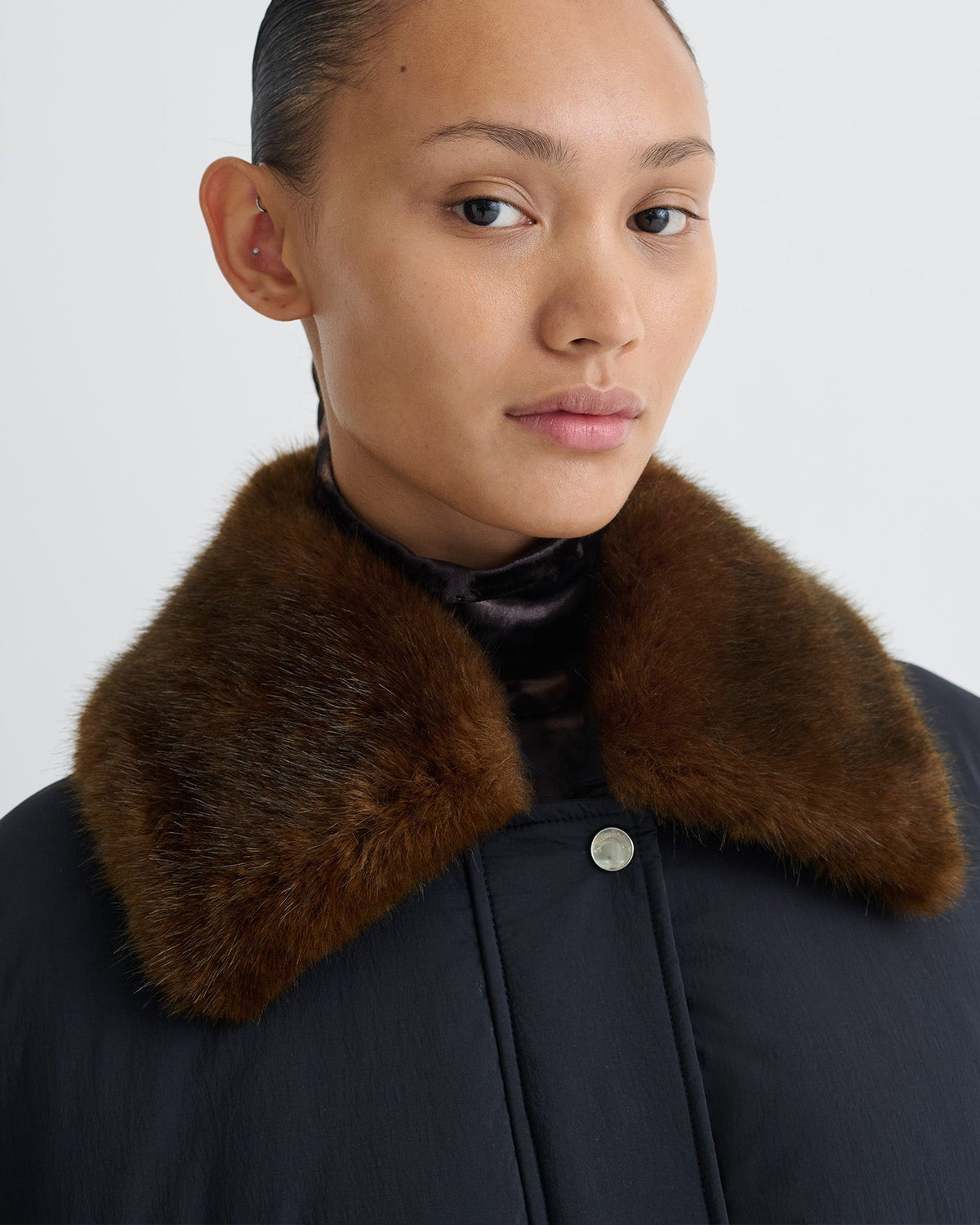 Camey Padded jacket - Black/Dark Brown | Nanushka
