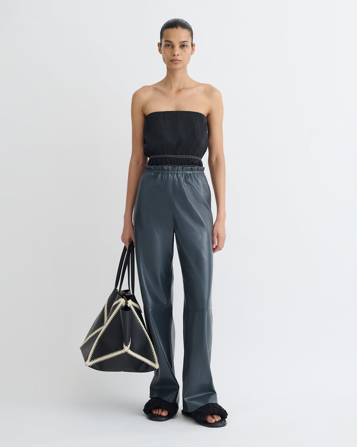 Geb Okobor™ Alt-Leather Pants - Steel Blue | Nanushka