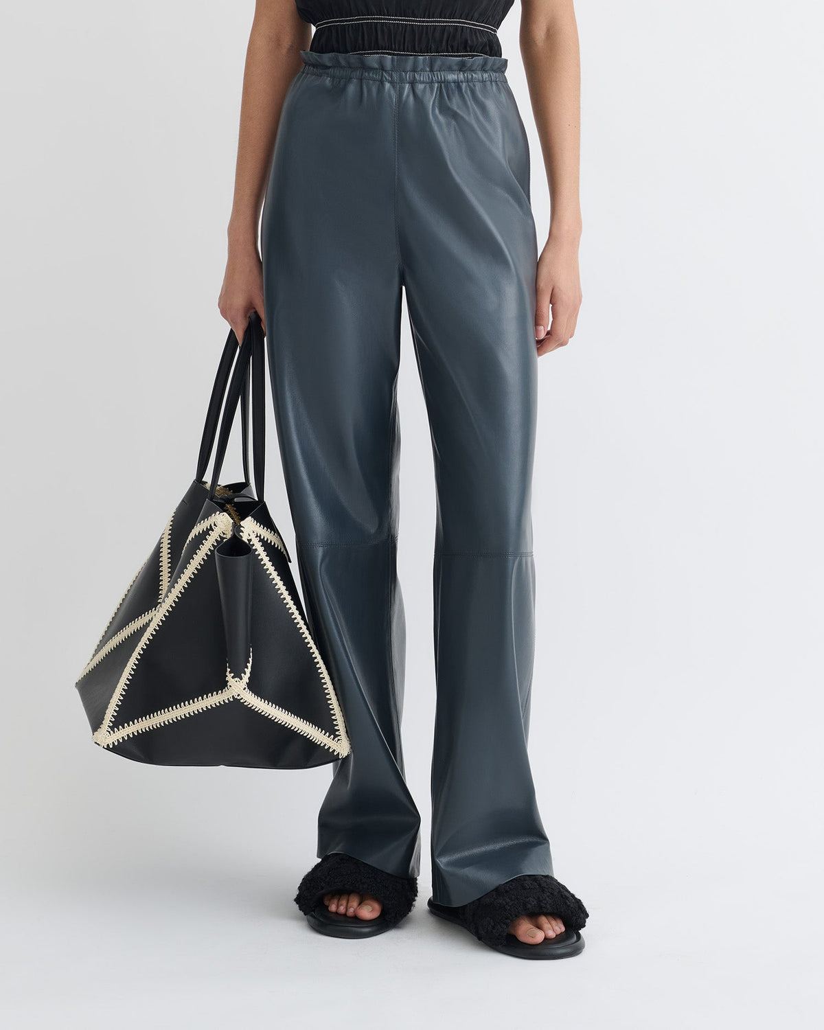 Geb Okobor™ Alt-Leather Pants - Steel Blue | Nanushka