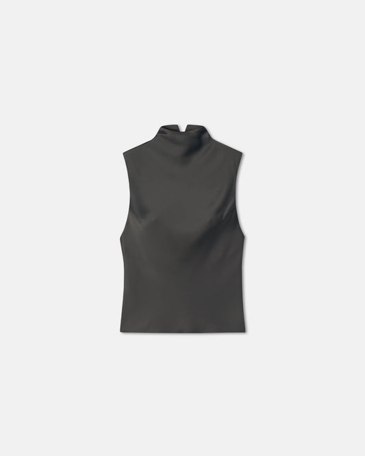 Colson Slip Satin Turtleneck Top - Dark Green | Nanushka
