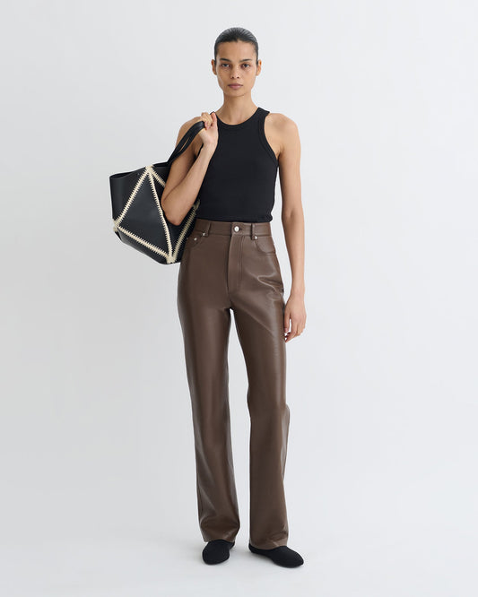 Seldes Regenerated Leather Pants - Chocolate | Nanushka