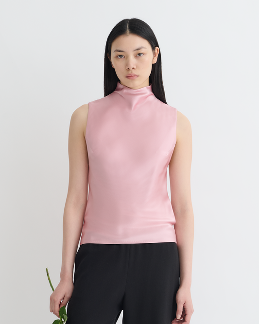 Colson Slip Satin Turtleneck Top - Pink | Nanushka