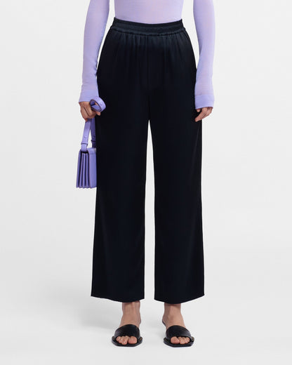 Odessa Slip Satin Pants - Black | Nanushka