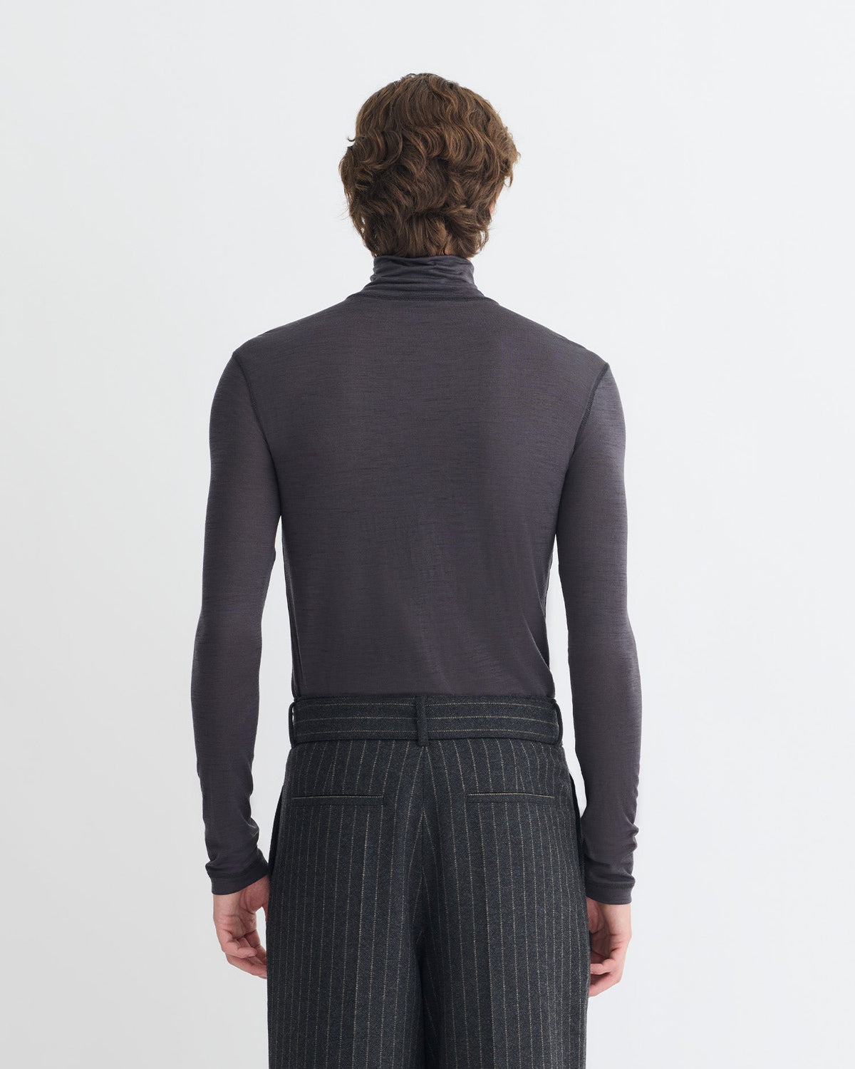 Tenoch Melange Wool Jersey Turtleneck Top - Grey Melange | Nanushka