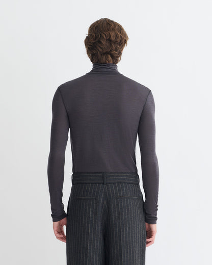 Tenoch Melange Wool Jersey Turtleneck Top - Grey Melange | Nanushka