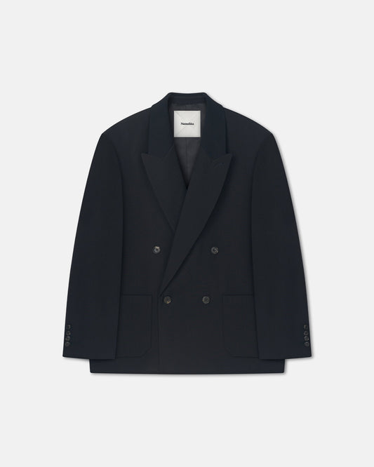 Anselm Double-Breasted Crepe Twill Blazer - Black | Nanushka