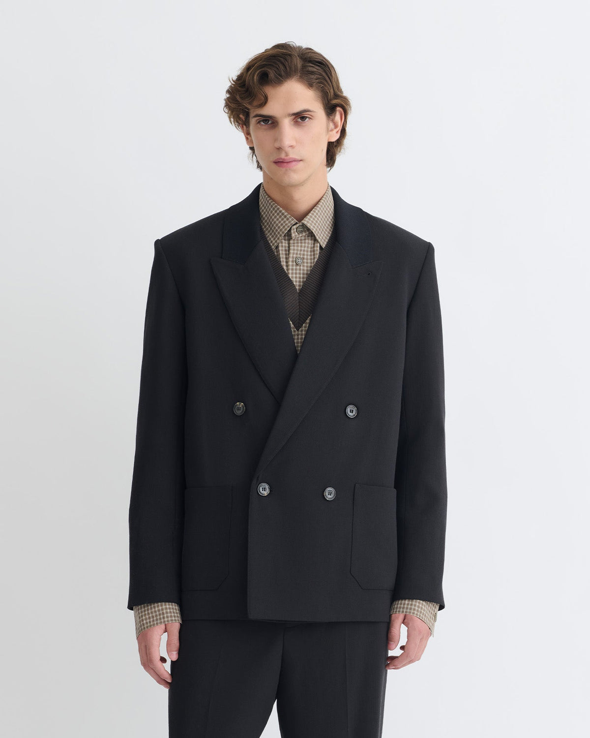 Anselm Double-Breasted Crepe Twill Blazer - Black | Nanushka