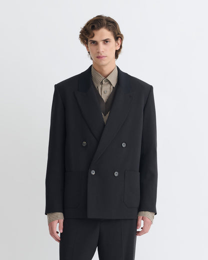 Anselm Double-Breasted Crepe Twill Blazer - Black | Nanushka