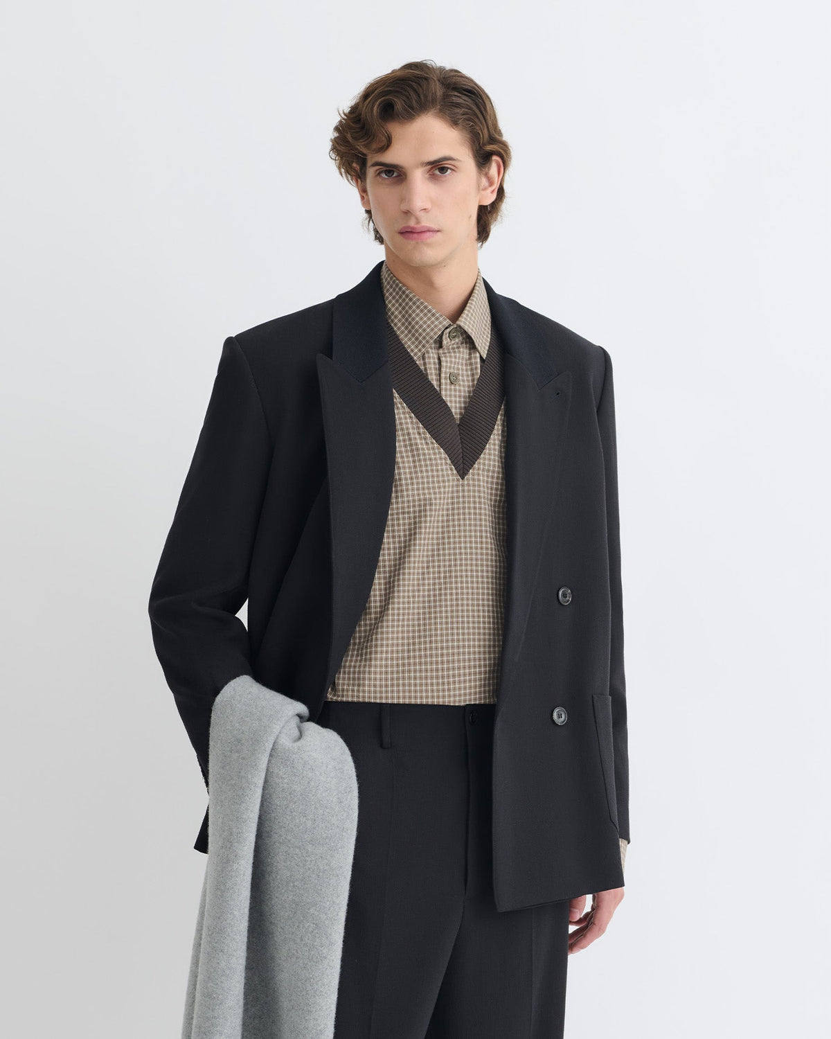 Anselm Double-Breasted Crepe Twill Blazer - Black | Nanushka