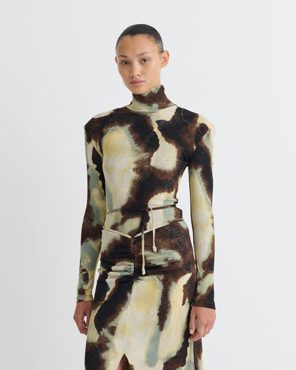 Nayeli Mesh Jersey Long Sleeved Top - Watercolor Sage | Nanushka