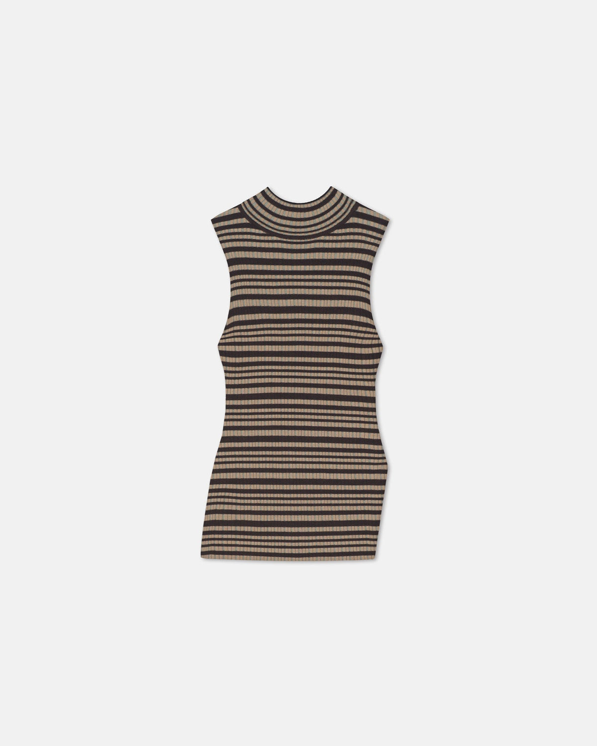 Liezel Fine Merino Rib Sleeveless Top - Black/Brown/Green Stripe | Nanushka