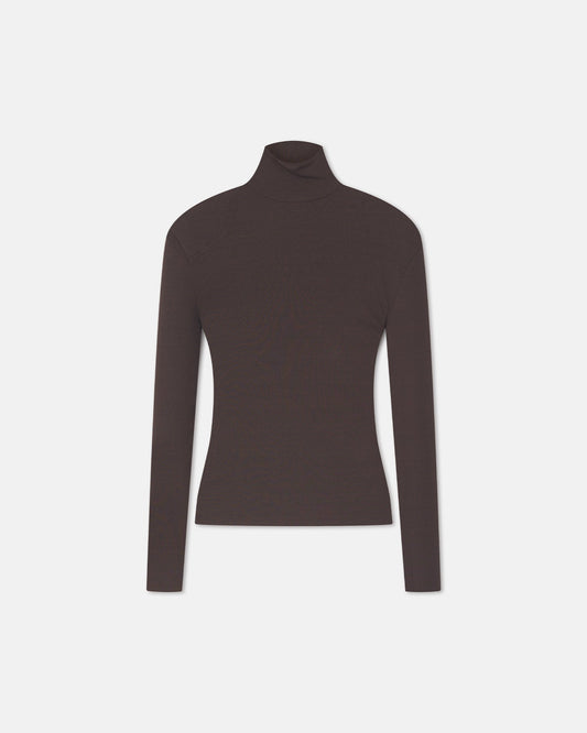 Nayeli Mesh Jersey Long Sleeved Top - Dark Oak | Nanushka