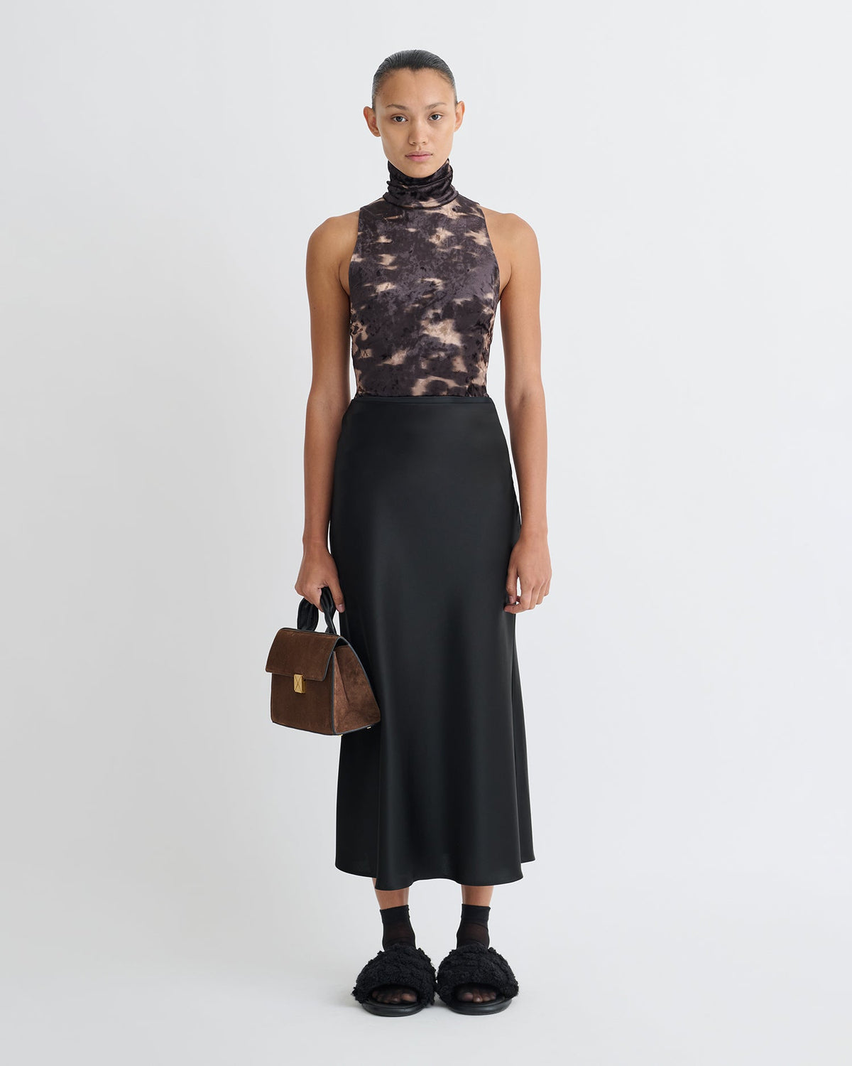 Sula Sleeveless top - Midnight Mocha Brown | Nanushka