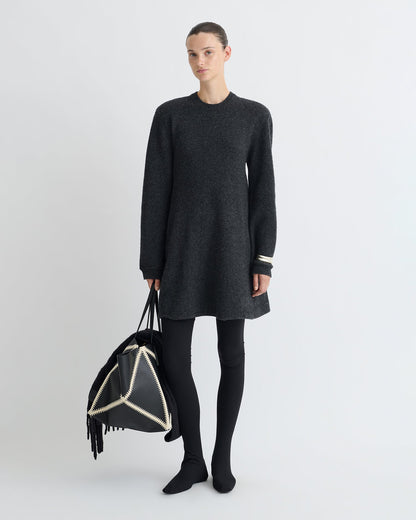 Yetta Overwashed Merino Mini Dress - Charcoal | Nanushka