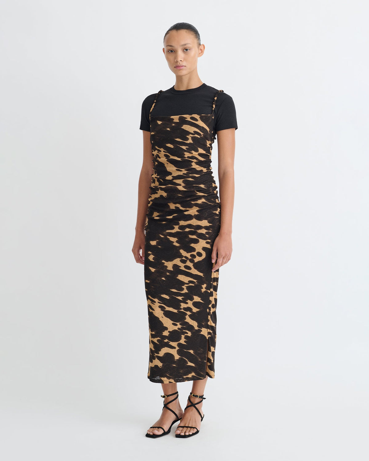 Alexa Mesh Jersey Dress - Midnight Mocha Apricot | Nanushka