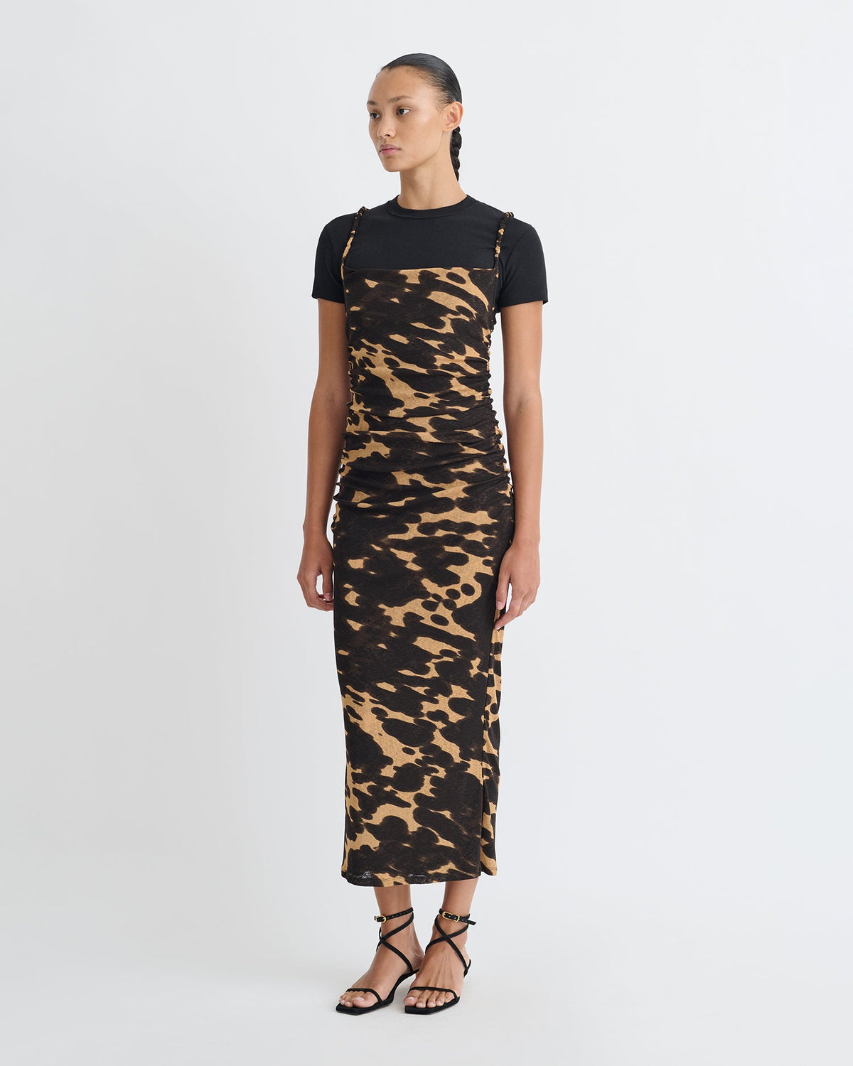 Alexa Mesh Jersey Dress - Midnight Mocha Apricot | Nanushka