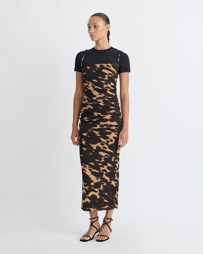 Alexa Mesh Jersey Dress - Midnight Mocha Apricot | Nanushka