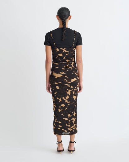 Alexa Mesh Jersey Dress - Midnight Mocha Apricot | Nanushka