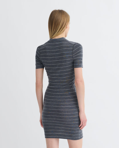 Safiyah Striped Terry Merino Mini Dress - Grey Stripe | Nanushka