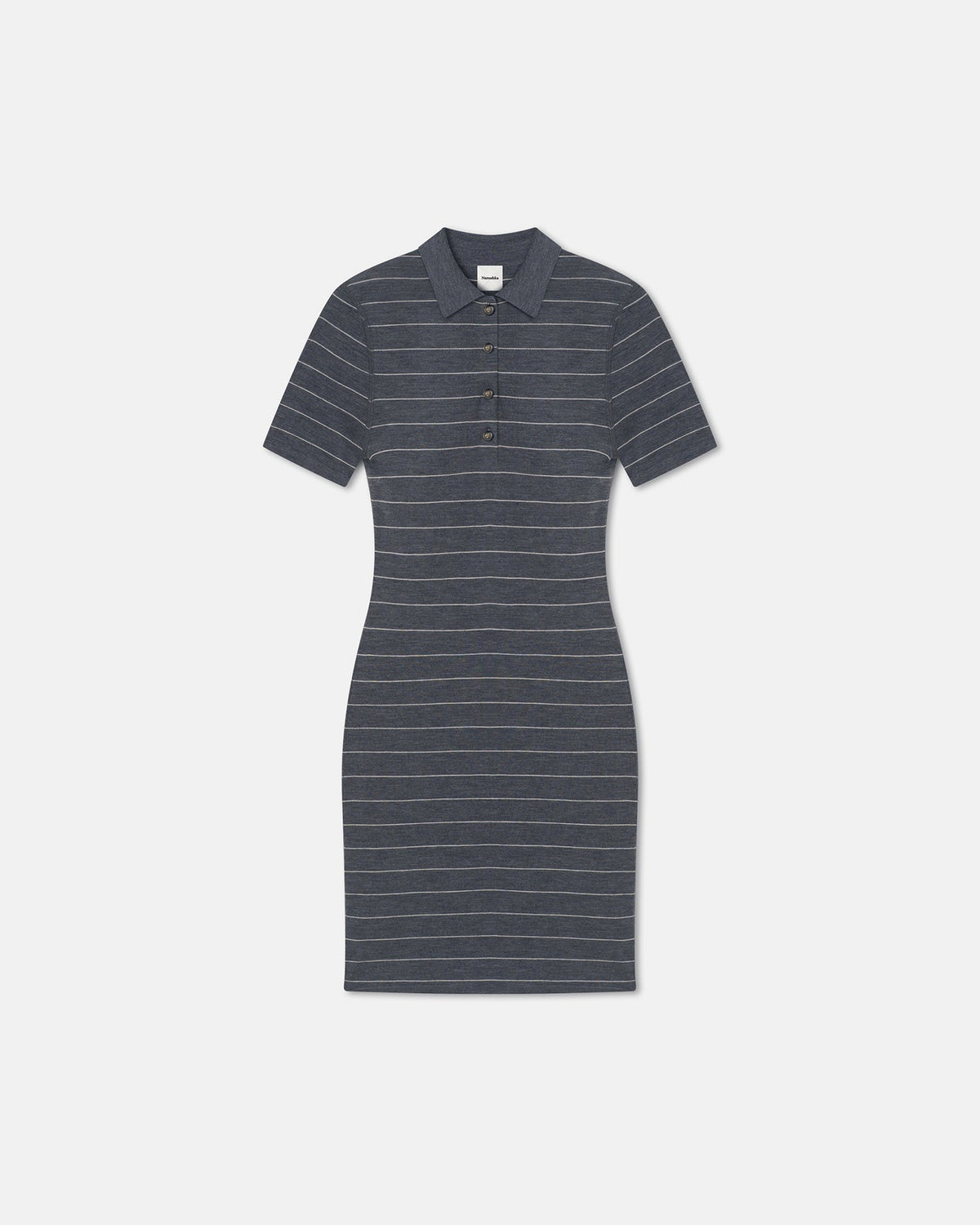 Safiyah Striped Terry Merino Mini Dress - Grey Stripe | Nanushka