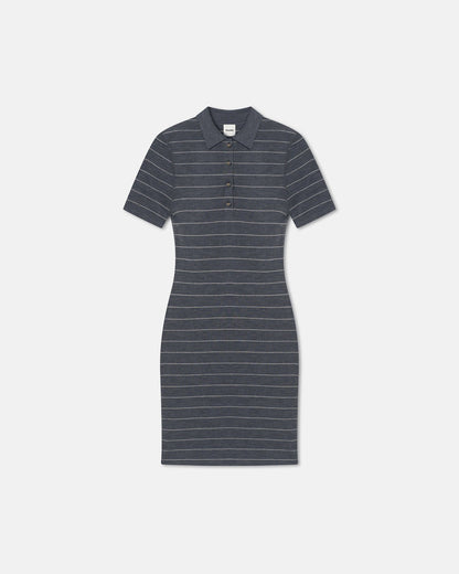 Safiyah Striped Terry Merino Mini Dress - Grey Stripe | Nanushka