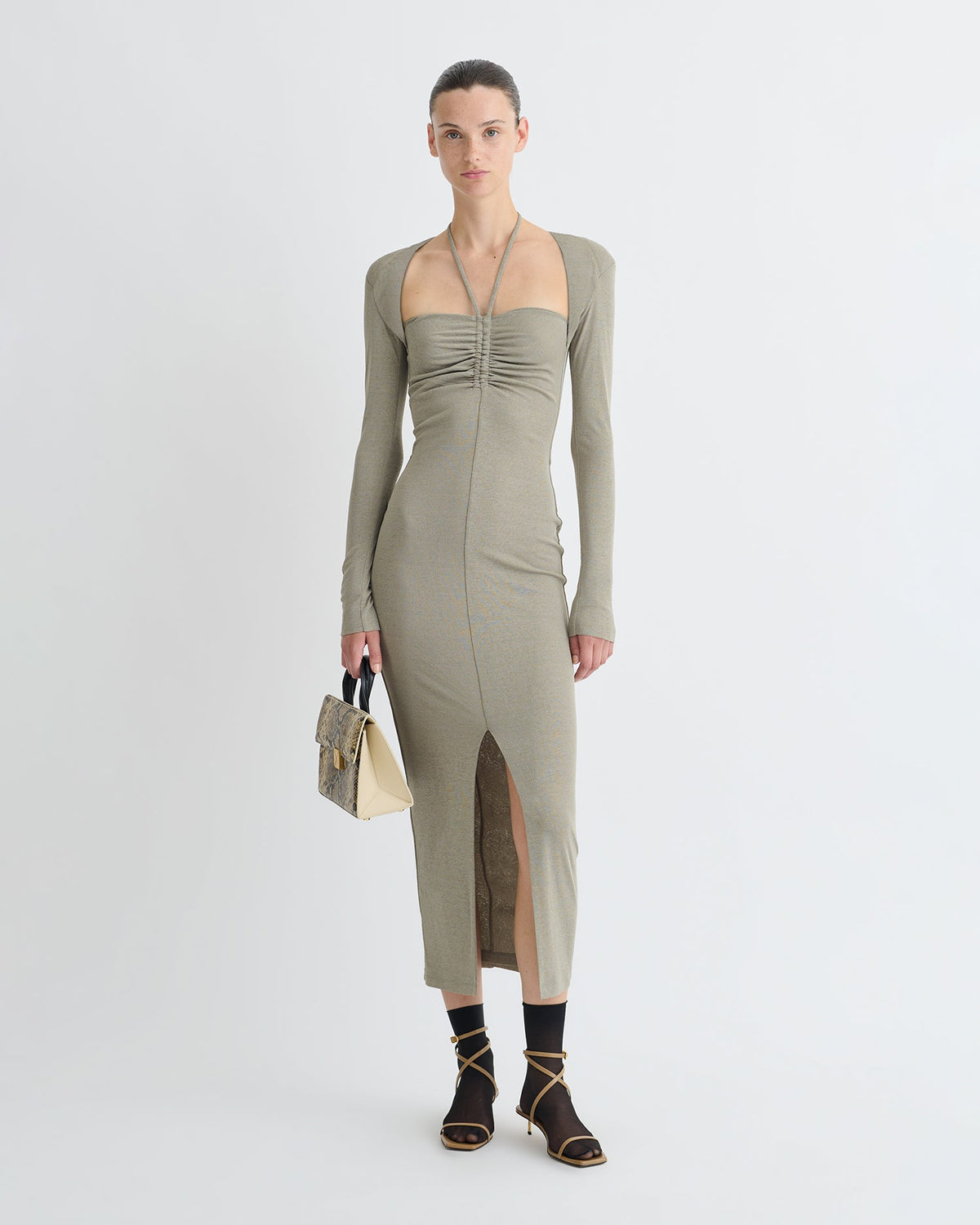 Aponi Mesh Jersey Dress - Fog | Nanushka