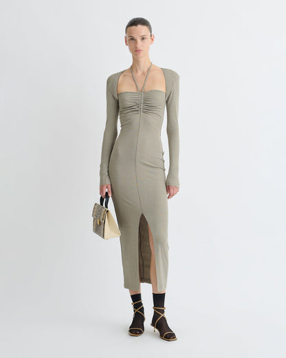 Aponi Mesh Jersey Dress - Fog | Nanushka