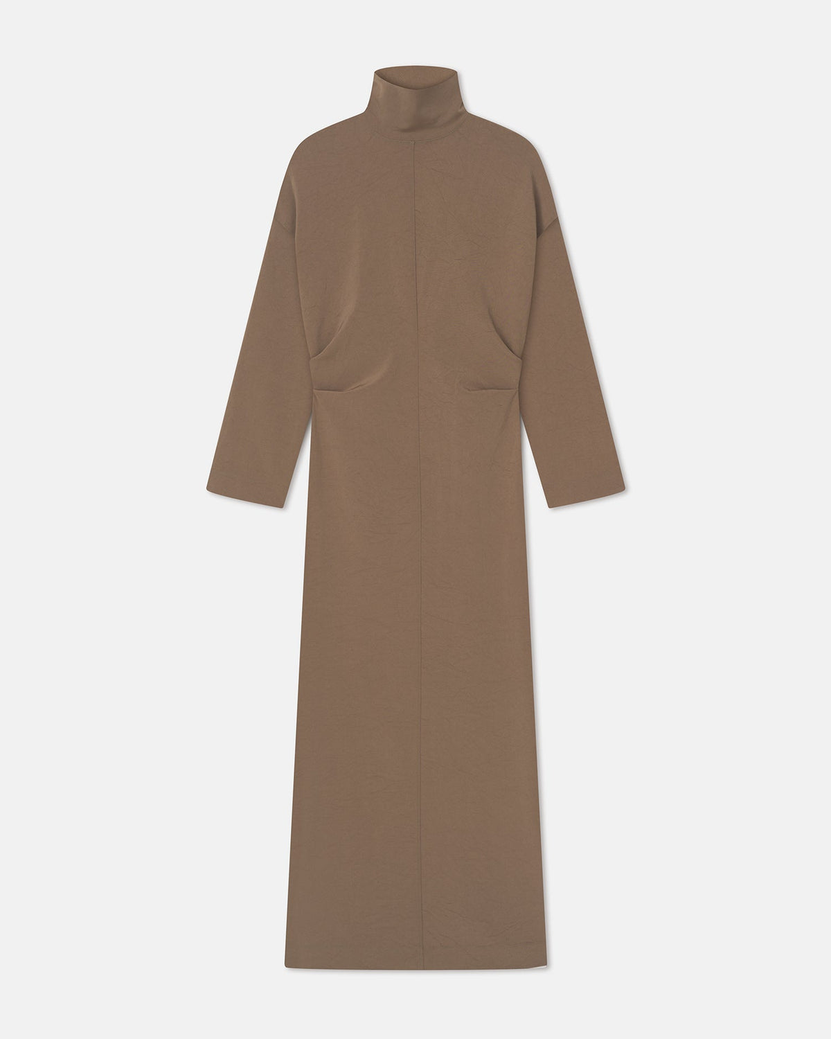 Jasmon Draped Paper Jersey Turtleneck Dress - Brown | Nanushka