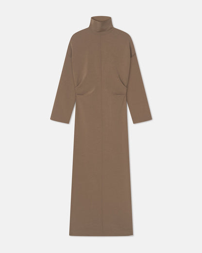 Jasmon Draped Paper Jersey Turtleneck Dress - Brown | Nanushka