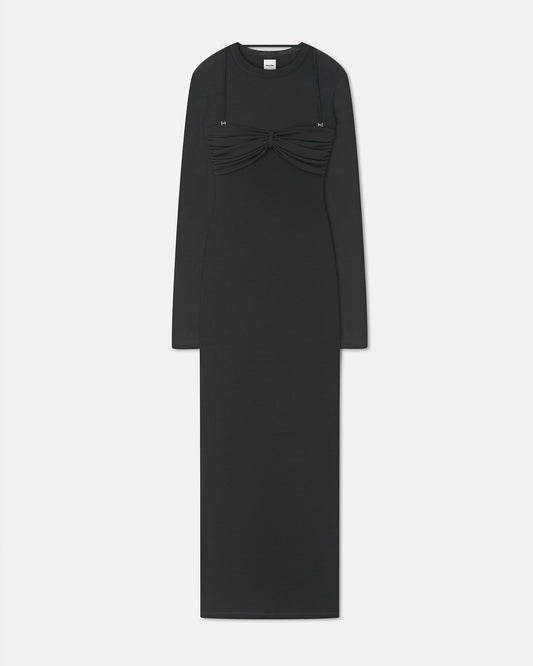 Artemiz Mesh Jersey Midi Dress - Anthracite | Nanushka