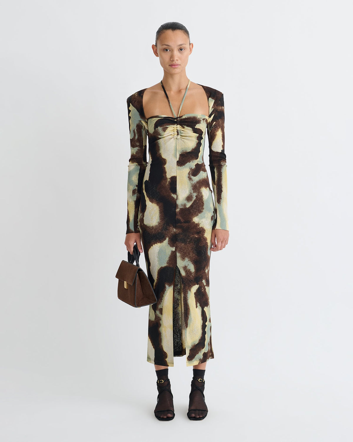 Aponi Mesh Jersey Dress - Watercolor Sage | Nanushka