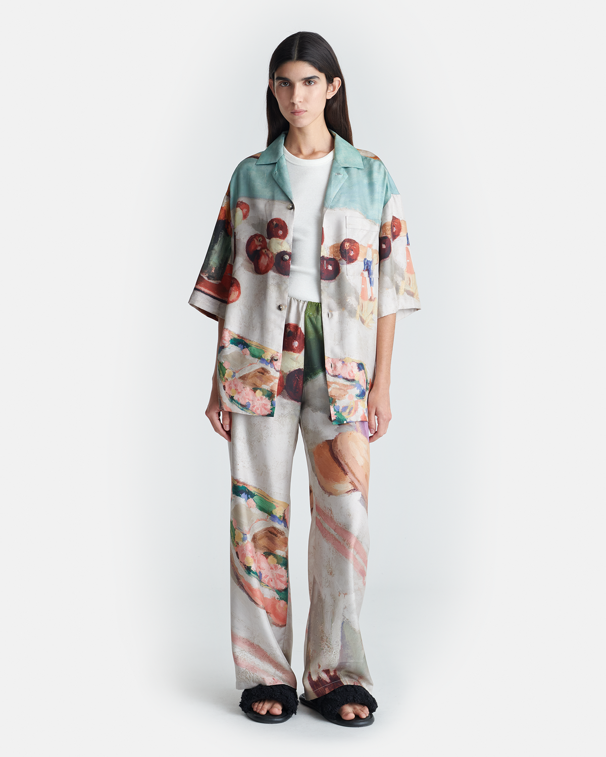 Brenda Printed Silk Twill Pants - Gingerbread Heart | Nanushka