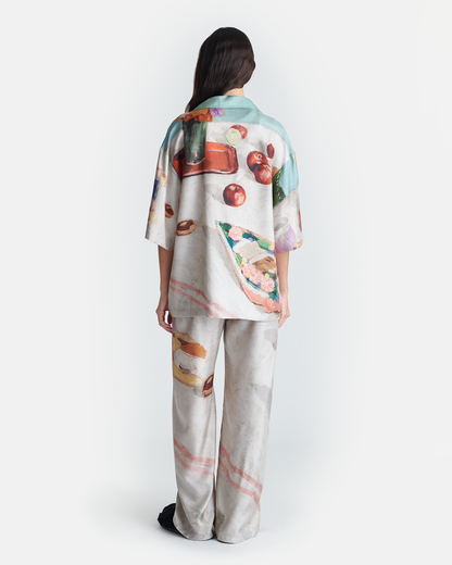 Brenda Printed Silk Twill Pants - Gingerbread Heart | Nanushka