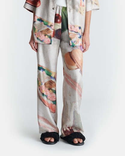 Brenda Printed Silk Twill Pants - Gingerbread Heart | Nanushka