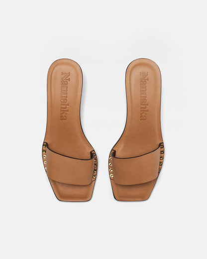 Ibiron Leather Sandals - Natural Tan | Nanushka