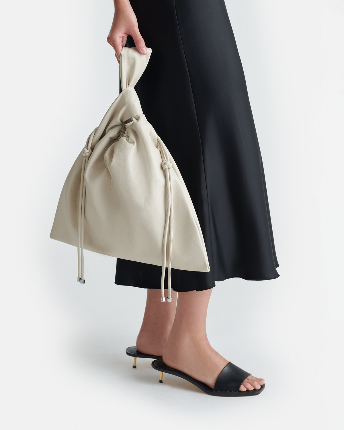 Jen Drawstring Large Okobor™ Alt-Leather Bag - Chalk | Nanushka