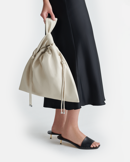 Jen Drawstring Large Okobor™ Alt-Leather Bag - Chalk | Nanushka