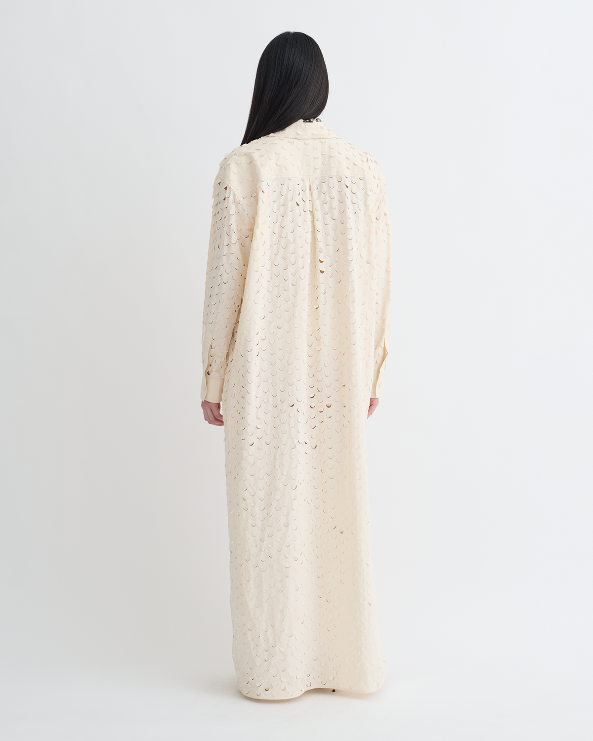 Brizo Laser-Cut Heavy Poplin Shirt Dress - Creme | Nanushka
