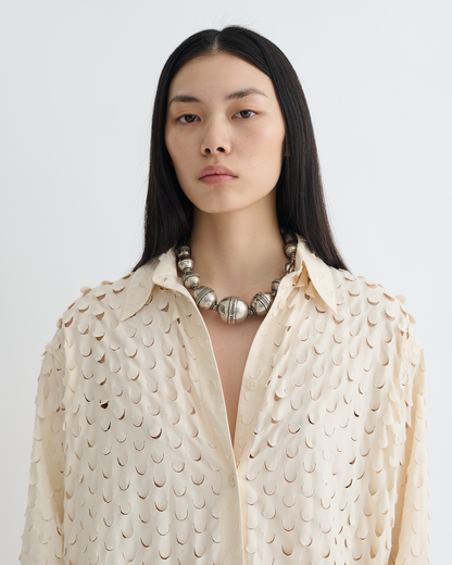 Brizo Laser-Cut Heavy Poplin Shirt Dress - Creme | Nanushka