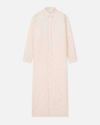 Brizo Laser-Cut Heavy Poplin Shirt Dress - Creme | Nanushka