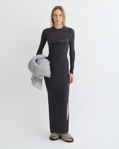 Linora Draped Wool Jersey Midi Dress - Grey | Nanushka