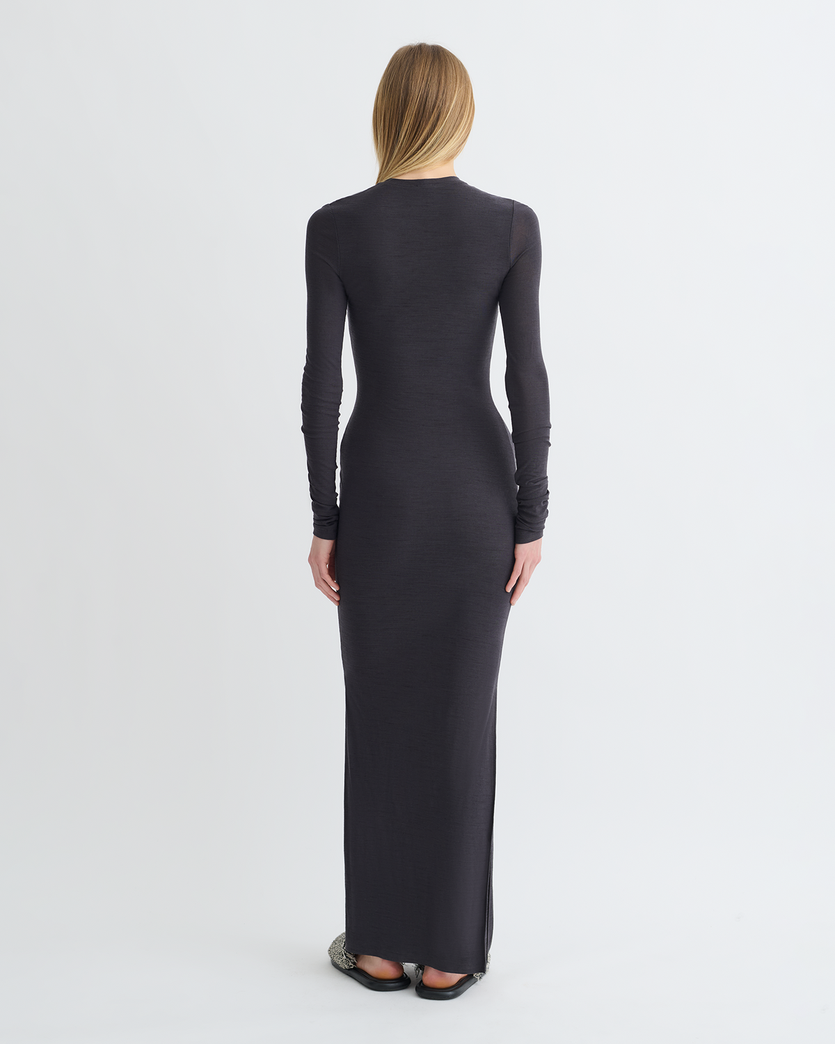 Linora Draped Wool Jersey Midi Dress - Grey | Nanushka