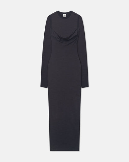 Linora Draped Wool Jersey Midi Dress - Grey | Nanushka